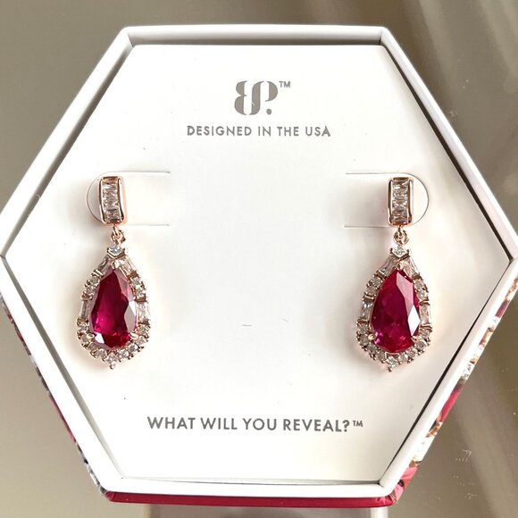 Bomb Party July 2025 Birthday Ruby on Hematite Earrings- Hope Of Happy Tears - Picture 1 of 3